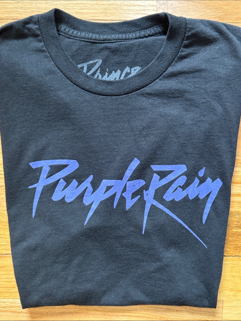 Prince Black Band T-Shirt with Purple "Purple Rain" Script